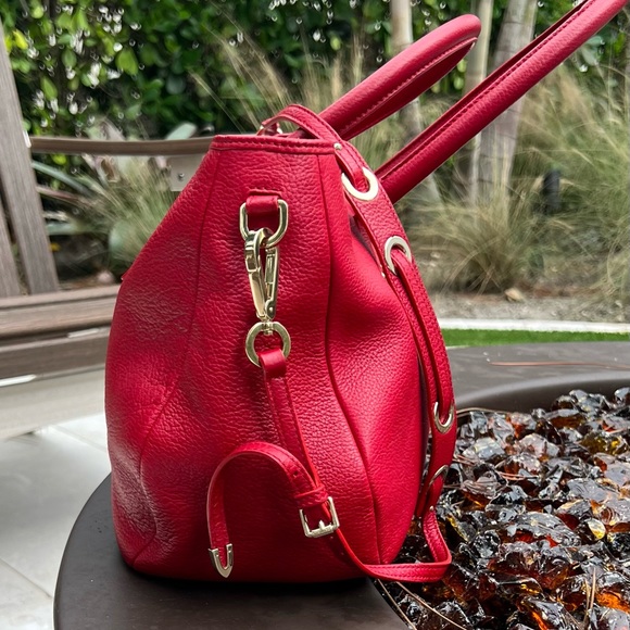 EUC w COA Auth Jimmy Choo Crossbody/Shoulder Bag Red Leather w/Gold Hardware - Picture 6 of 15